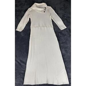 Sandra Darren Women's Envelope-Button-Neck Sheath Sweater Dress White Size XL